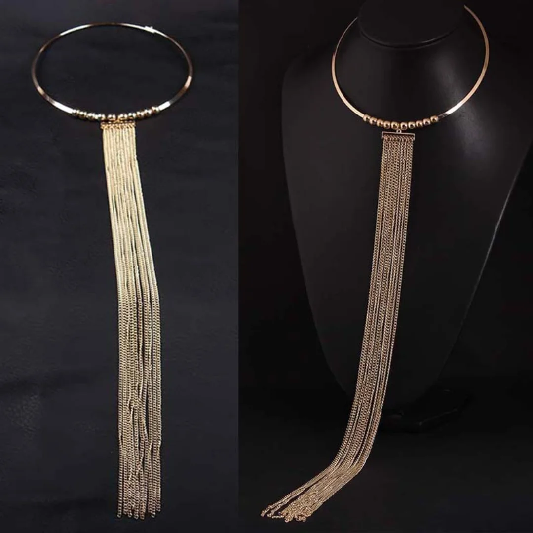 European and American Fashion Gold Long Tassel Collar Necklace Temperament Women's Clothing Accessories
European and American Fashion Gold Long Tassel Collar Necklace Temperament Women's Clothing Accessories
