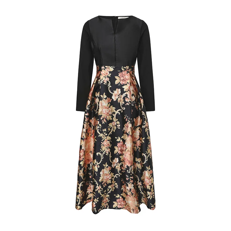 French Elegant Flower Vintage Party Dress Women's O-Neck Long Sleeve Retro Print Splicing A-Line Pleated Vestidos
French Elegant Flower Vintage Party Dress Women's O-Neck Long Sleeve Retro Print Splicing A-Line Pleated Vestidos