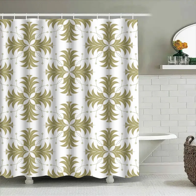 Зеленая занавеска для душа с цветочным принтом, декоративная водонепроницаемая подкладка для ванной комнаты с золотым цветочным дизайном, удлиненный размер для украшения дома (Wh) 
Зеленая занавеска для душа с цветочным принтом, декоративная водонепроницаемая подкладка для ванной комнаты с золотым цветочным дизайном, удлиненный размер для украшения дома (Wh)