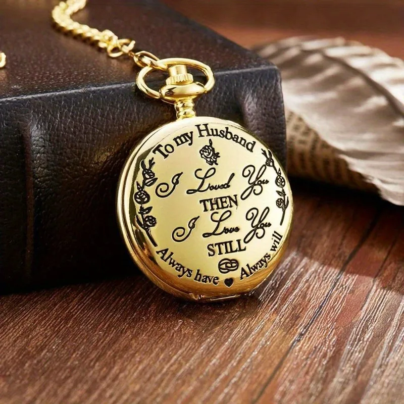 1 Pcs To My Husband Pocket Watch Fob Chain Necklace Flip Watches Men Valentine's Day Gift Clock
1 Pcs To My Husband Pocket Watch Fob Chain Necklace Flip Watches Men Valentine's Day Gift Clock