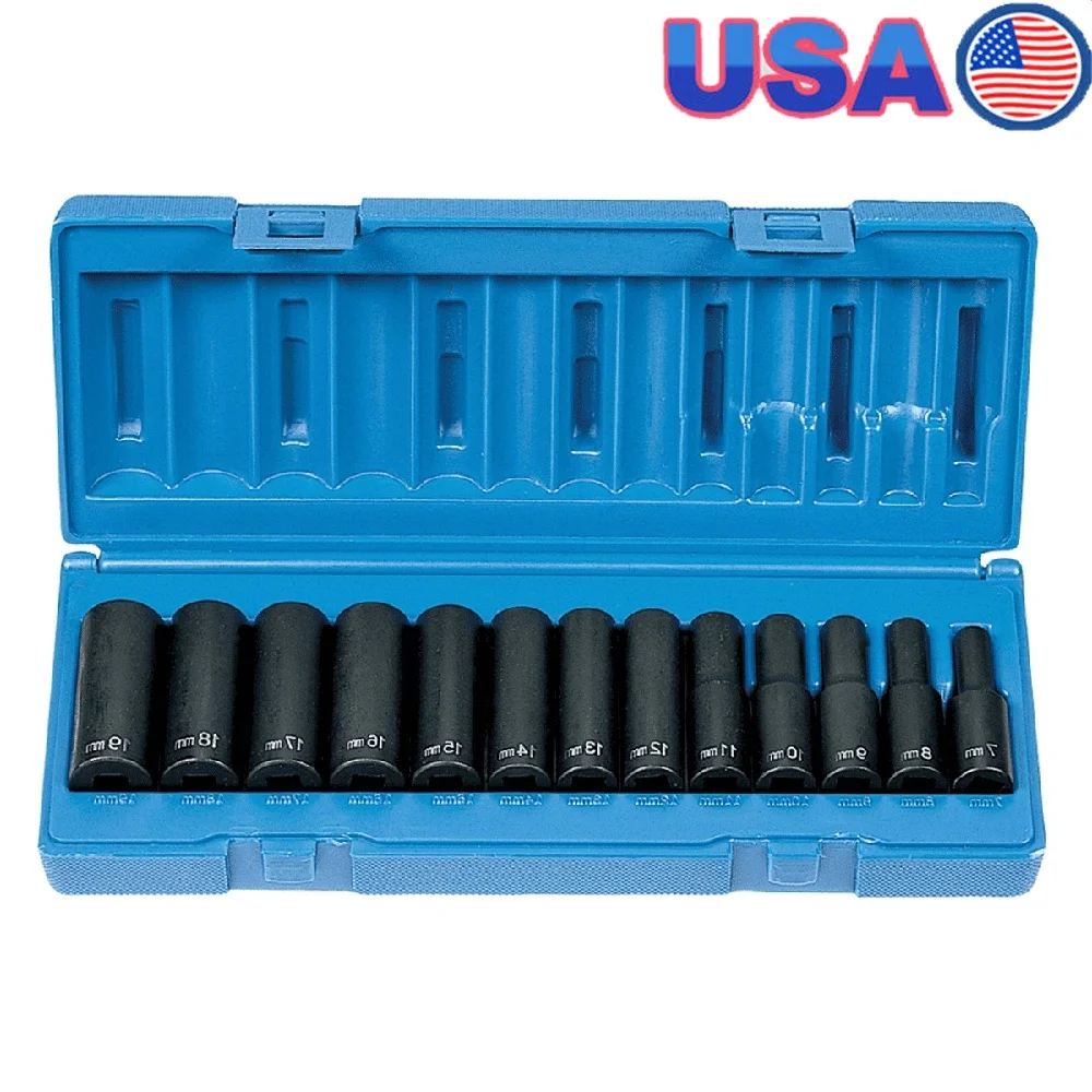 13 Piece 3/8 Inch Drive Deep Metric Socket Set 12 Point High Precision Tools Automotive Mechanic Kit
13 Piece 3/8 Inch Drive Deep Metric Socket Set 12 Point High Precision Tools Automotive Mechanic Kit