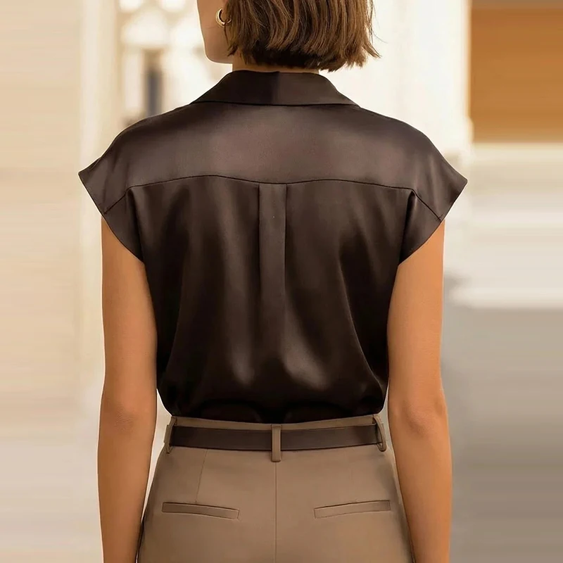 New Style Summer Silk Shirt Women Elegant Short Sleeve T-Shirts Women Fashion Button Blouse Women Solid Shirt Office Lady Tops
New Style Summer Silk Shirt Women Elegant Short Sleeve T-Shirts Women Fashion Button Blouse Women Solid Shirt Office Lady Tops