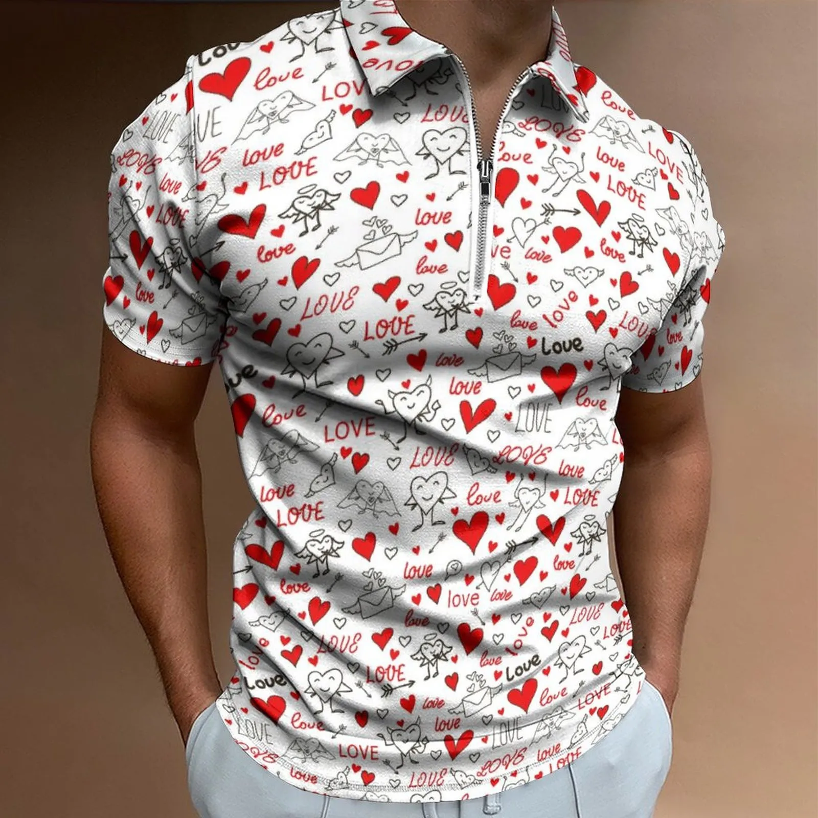 Valentine's Day Mens Valentines Day Fashion Casual 3D Digital Heart Shaped Print Lapel Zipper Gift For Lovers Couple Clothes
Valentine's Day Mens Valentines Day Fashion Casual 3D Digital Heart Shaped Print Lapel Zipper Gift For Lovers Couple Clothes