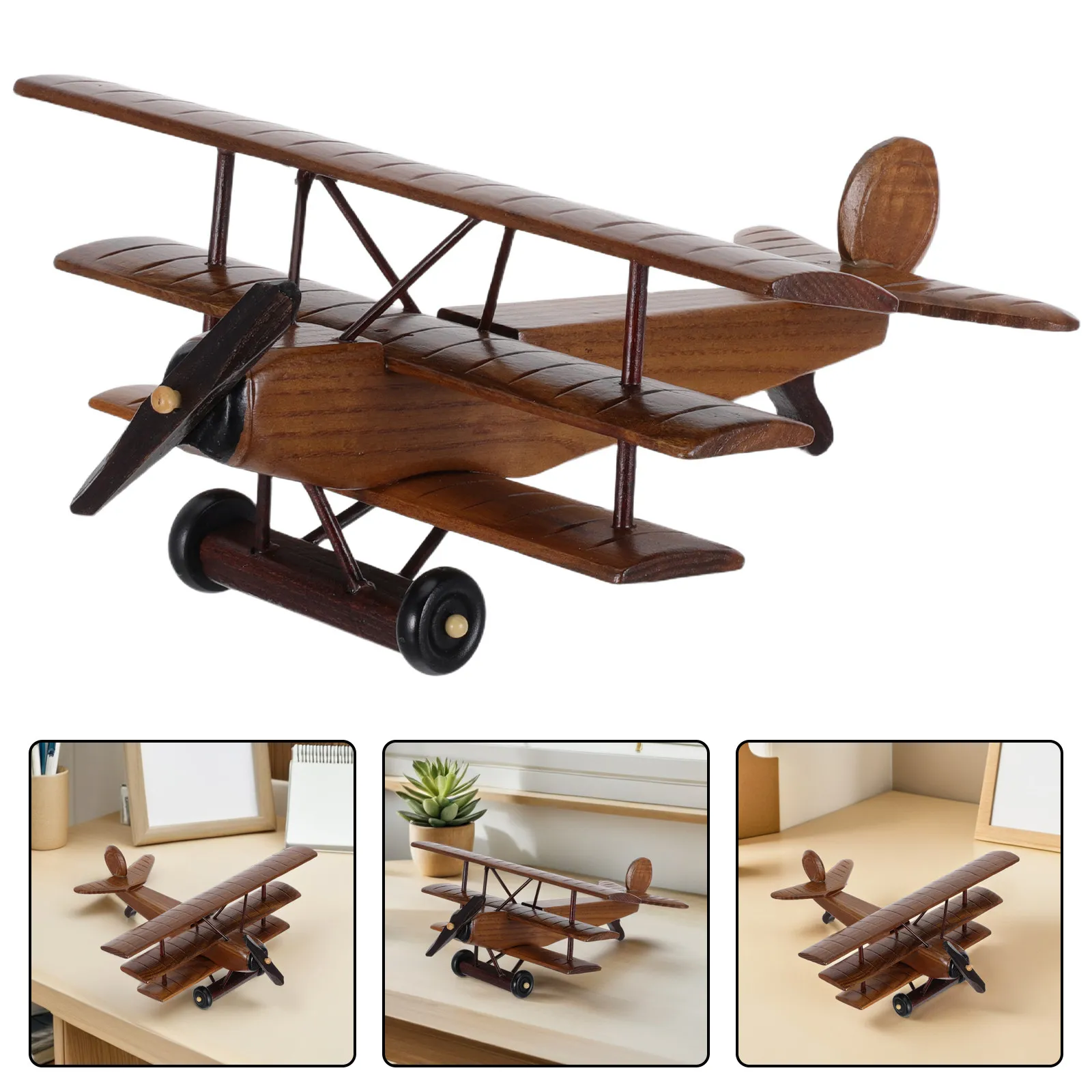 Retro Wooden Airplane Decor Vintage Biplane Handcrafted Solid Wood Propeller Aircraft Desktop Ornament for Vintage Room Aviation
Retro Wooden Airplane Decor Vintage Biplane Handcrafted Solid Wood Propeller Aircraft Desktop Ornament for Vintage Room Aviation