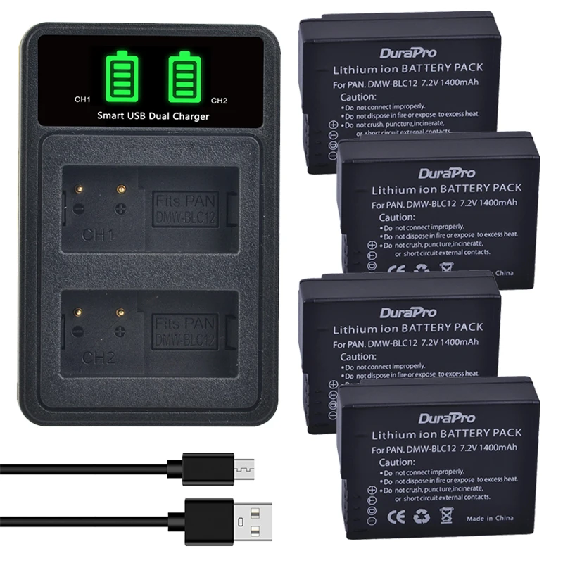 DuraPro 1400mAh DMW-BLC12 BLC12E BLC12PP Battery +LED Charger with Type C Port for Panasonic FZ1000 FZ200 FZ300 G5 G6 G7 GH2
DuraPro 1400mAh DMW-BLC12 BLC12E BLC12PP Battery +LED Charger with Type C Port for Panasonic FZ1000 FZ200 FZ300 G5 G6 G7 GH2