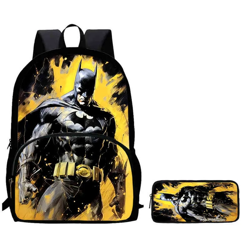 2Pcs Set School Backpack with Front Pocket,Cartoon Batman School Bags for Girls Boys,Large Batman Child Backpack for Aged 5-10 
2Pcs Set School Backpack with Front Pocket,Cartoon Batman School Bags for Girls Boys,Large Batman Child Backpack for Aged 5-10