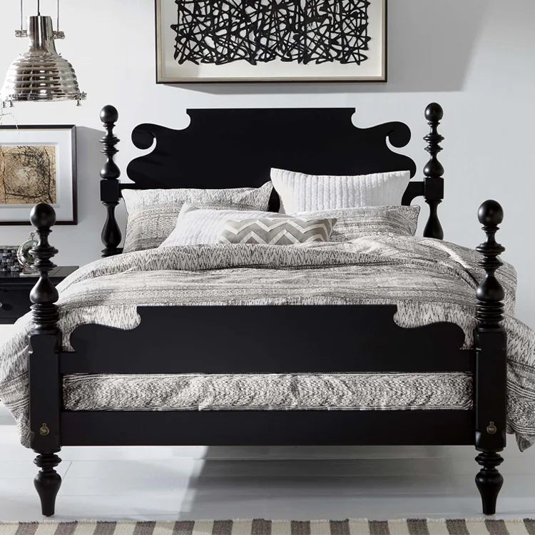 Solid wood bed white black low pillar high box bed
Solid wood bed white black low pillar high box bed