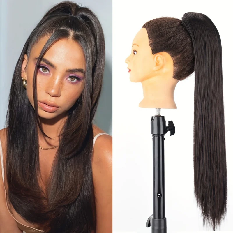 Women's wig with straps, long straight hair, high ponytail, large claw clip style, realistic
Women's wig with straps, long straight hair, high ponytail, large claw clip style, realistic