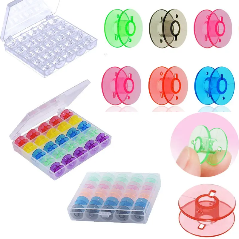 25Pcs/Box Colorful Empty Bobbins Sewing Machine Bobbins Clear Plastic and Case Storage Box for Sewing Machine Tools Accessories
25Pcs/Box Colorful Empty Bobbins Sewing Machine Bobbins Clear Plastic and Case Storage Box for Sewing Machine Tools Accessories