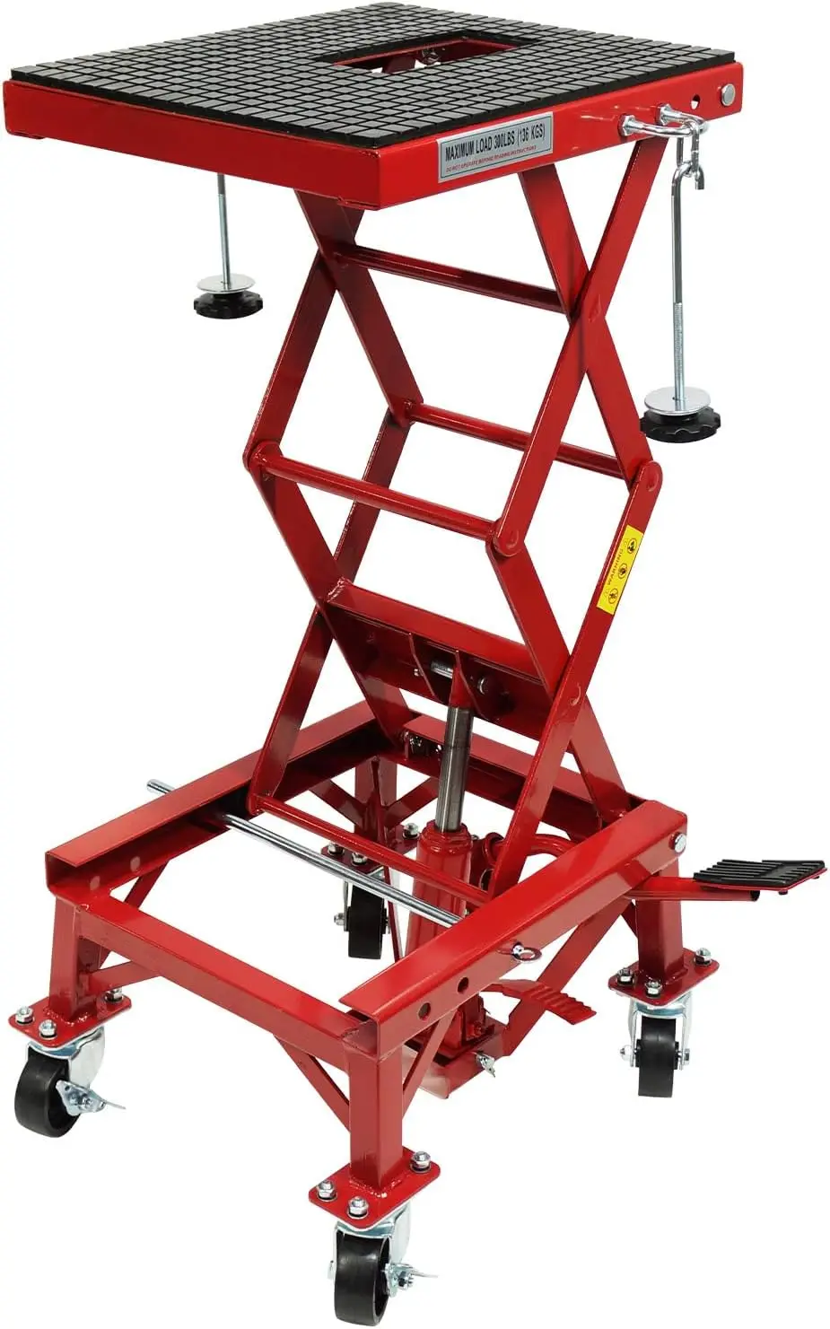 Hydraulic Motorcycle Lift Table, 300 Lb Heavy Duty Motorcycle ATV Lift Jack Table with Wide Deck, J-Hooks & 4 Wheels, Foot Opera
Hydraulic Motorcycle Lift Table, 300 Lb Heavy Duty Motorcycle ATV Lift Jack Table with Wide Deck, J-Hooks & 4 Wheels, Foot Opera