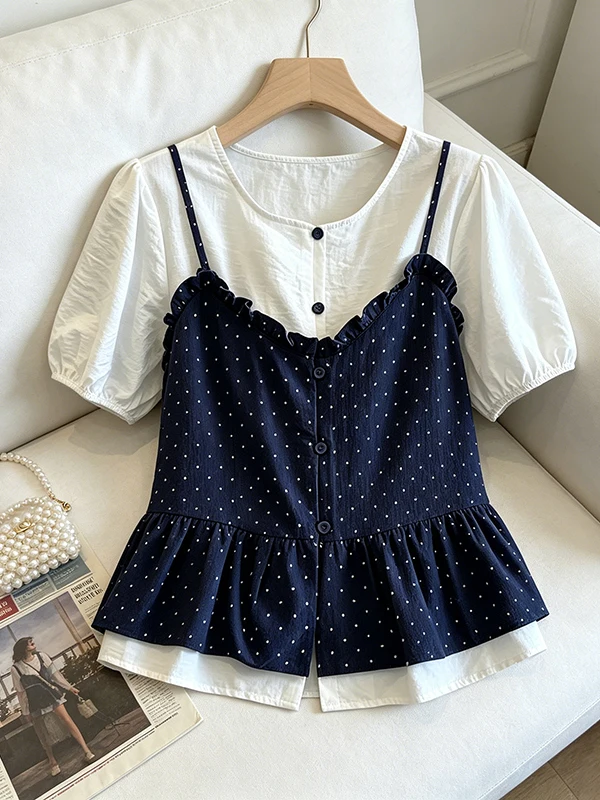 plus Size Women's Polka Dot Ruffle Sleeveless Shirt Summer Sweet Anti-Aging Top Trendy Korean Style Bubble Sleeve round Neck
plus Size Women's Polka Dot Ruffle Sleeveless Shirt Summer Sweet Anti-Aging Top Trendy Korean Style Bubble Sleeve round Neck