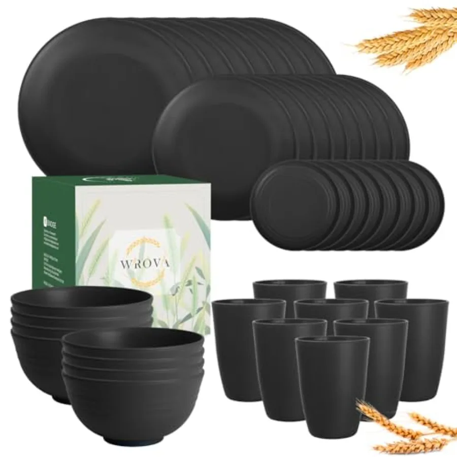 Wheat straw dinnerware sets of 40-10 Inch plates, 9 Inch plates, 6Inch snack plate, 26oz bowls, 12oz cups - Unbreakable plates
Wheat straw dinnerware sets of 40-10 Inch plates, 9 Inch plates, 6Inch snack plate, 26oz bowls, 12oz cups - Unbreakable plates