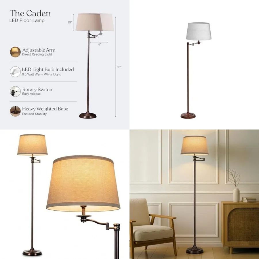 Caden LED Floor lamp, Great Living Room Décor, Tall Lamp With Swing Arm, Classic Lamp for Living Rooms and Offices, Industrial
Caden LED Floor lamp, Great Living Room Décor, Tall Lamp With Swing Arm, Classic Lamp for Living Rooms and Offices, Industrial