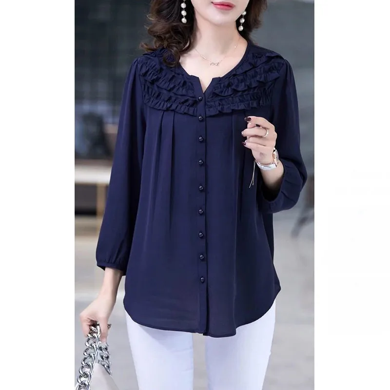 Spring Summer New Oversized Ruffles Button Up Chiffon Shirt Female Long Sleeve Loose Casual All-match Cardigan Top Women Blouse
Spring Summer New Oversized Ruffles Button Up Chiffon Shirt Female Long Sleeve Loose Casual All-match Cardigan Top Women Blouse