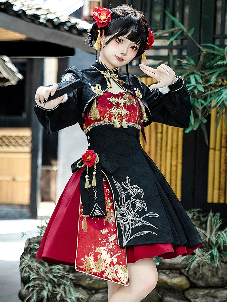 Original lolita Chinese style Goth Halloween Sweet cute Chinese elements New Year Christmas LOLita dress set
Original lolita Chinese style Goth Halloween Sweet cute Chinese elements New Year Christmas LOLita dress set