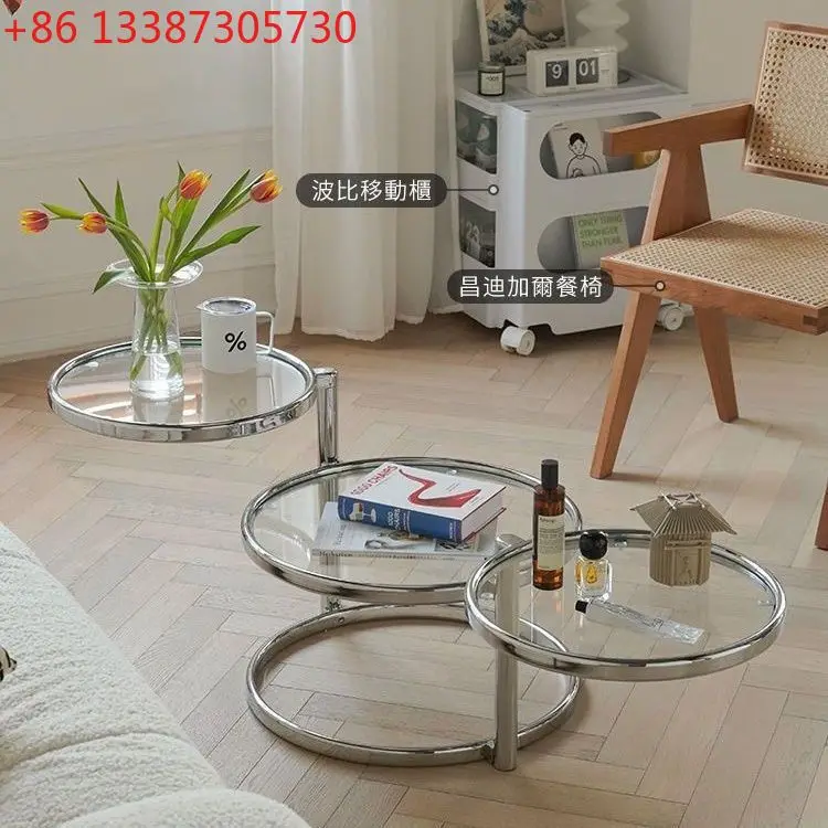 Stainless steel small coffee table rotating round tempered glass Nordic simple round coffee table
Stainless steel small coffee table rotating round tempered glass Nordic simple round coffee table