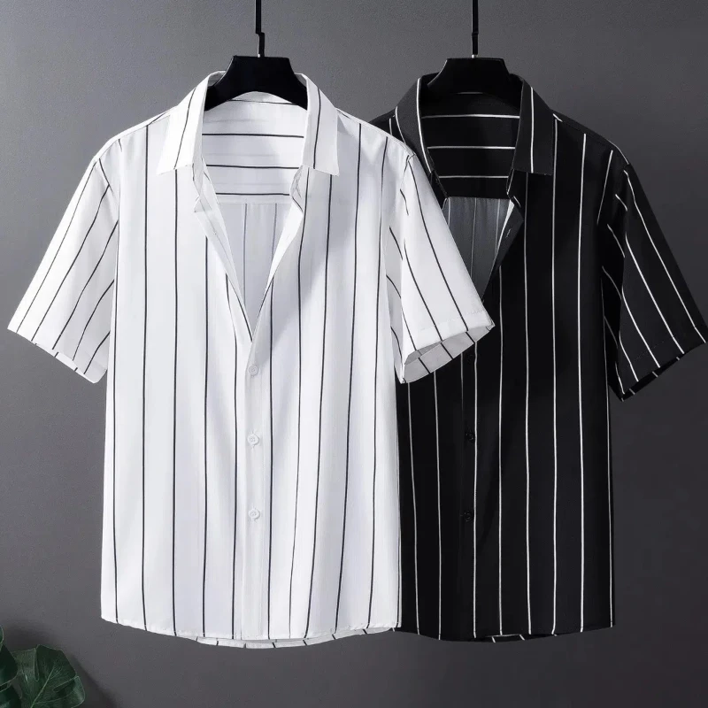 Korean Fashion Youth Summer New Shirts Men's Polo Collar Striped Single Breasted Trend Versatile Casual Loose Short Sleeve Tops
Korean Fashion Youth Summer New Shirts Men's Polo Collar Striped Single Breasted Trend Versatile Casual Loose Short Sleeve Tops
