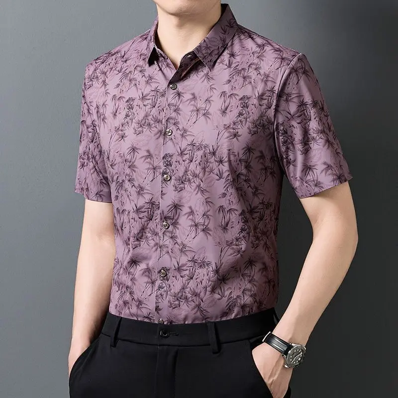 Men's Purple Floral Print Short Sleeve Shirt Turn Down Collar Casual Business Tops
Men's Purple Floral Print Short Sleeve Shirt Turn Down Collar Casual Business Tops