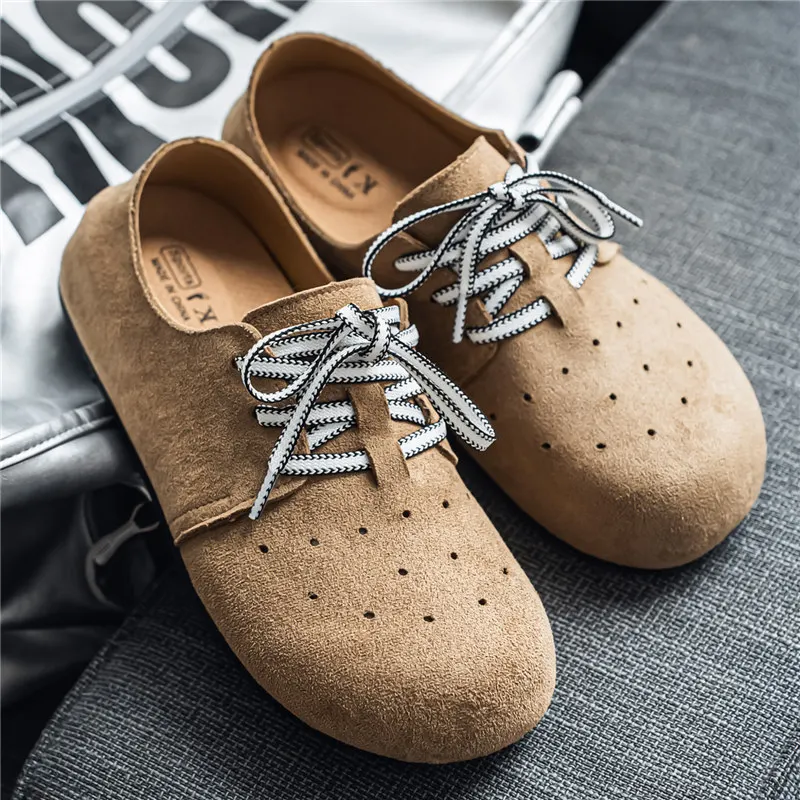 Men Retro Suede Birken Shoes Hollow Breathable Lace-up Flat Loafers Two Wear Mules Round Toe Non-slip Casual Daily Walking Shoes
Men Retro Suede Birken Shoes Hollow Breathable Lace-up Flat Loafers Two Wear Mules Round Toe Non-slip Casual Daily Walking Shoes