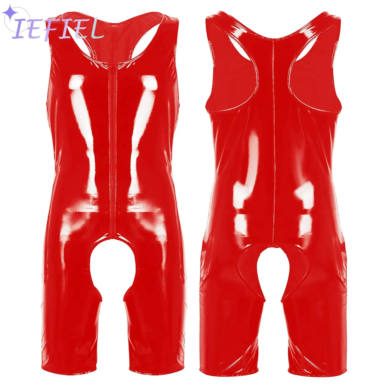 Male Latex Catsuit Leather Romper Tight Crotchless Jumpsuit Sleeveless Bodysuit Nightclub Stage Performance Pole Dance Costume
Male Latex Catsuit Leather Romper Tight Crotchless Jumpsuit Sleeveless Bodysuit Nightclub Stage Performance Pole Dance Costume