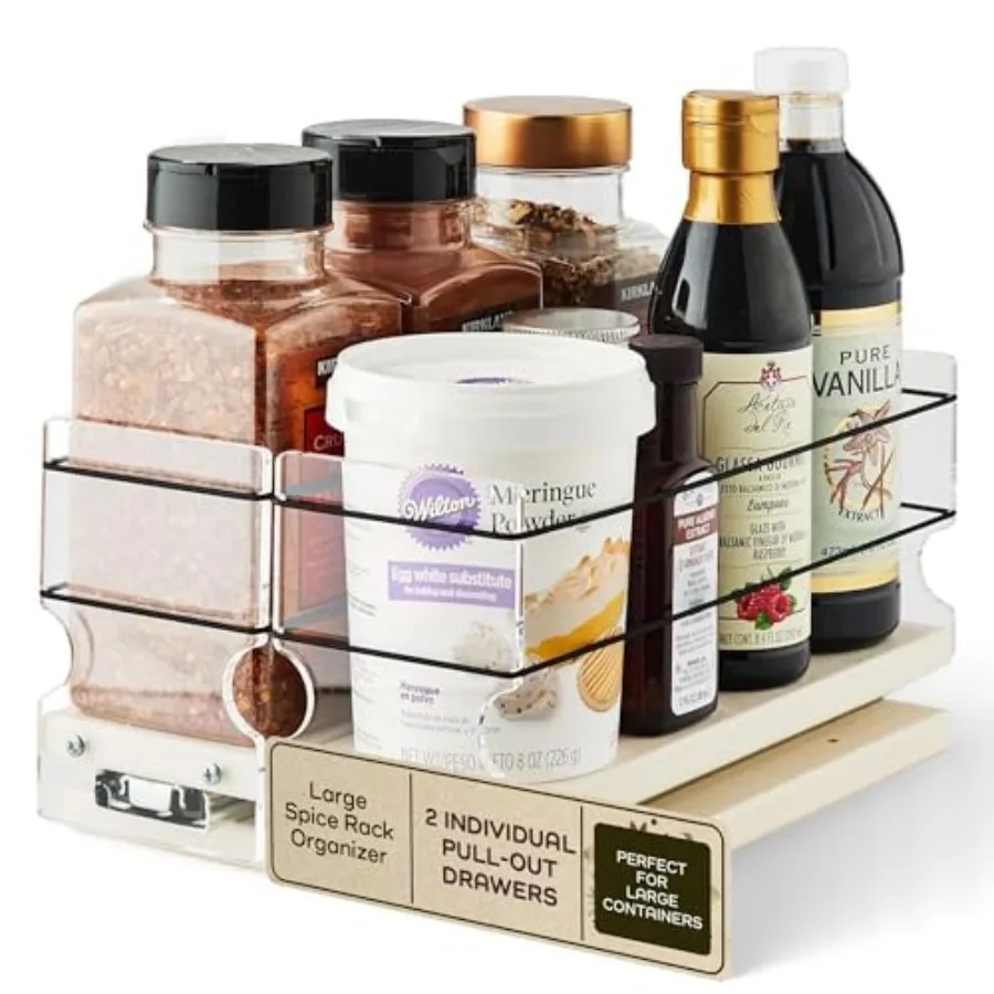Large Pullout Sliding Spice Rack Organizer for pantry storage, stainless steel, matte black, smooth-rolling dual drawers with h
Large Pullout Sliding Spice Rack Organizer for pantry storage, stainless steel, matte black, smooth-rolling dual drawers with h