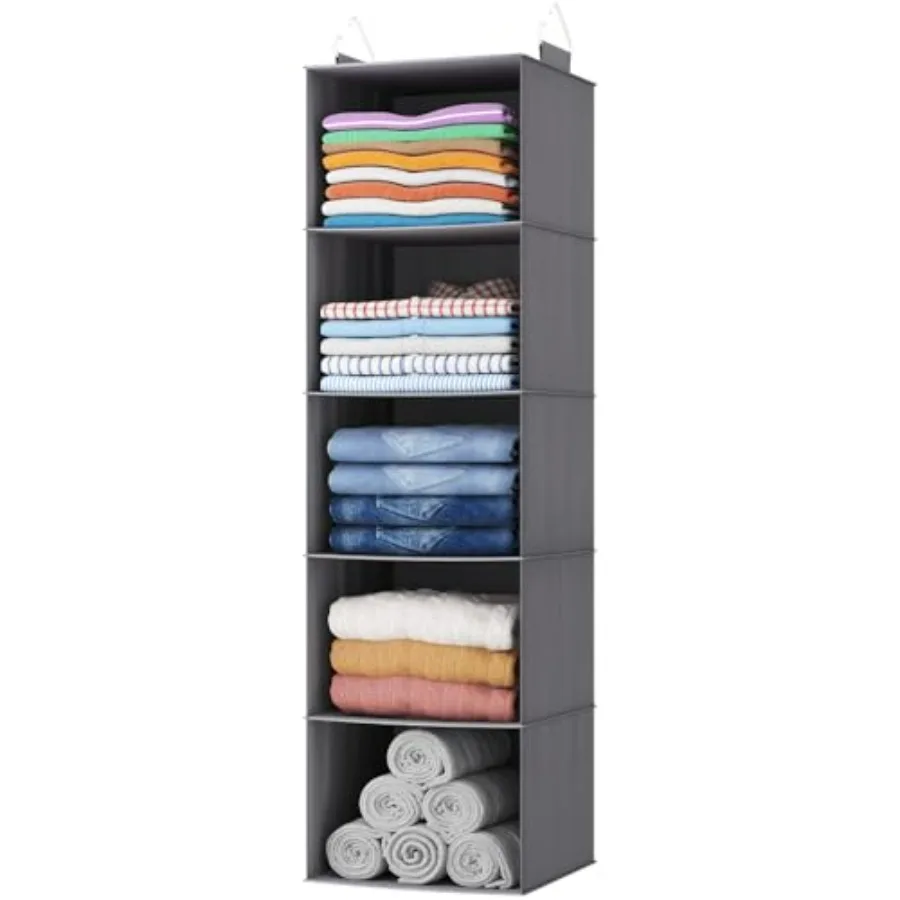5 Tier Hanging Closet Organizer and Storage for Shelves, Foldable Clothes Shelf with 2 Sturdy Hooks, Sweater/Coat/Shoes Clothin
5 Tier Hanging Closet Organizer and Storage for Shelves, Foldable Clothes Shelf with 2 Sturdy Hooks, Sweater/Coat/Shoes Clothin