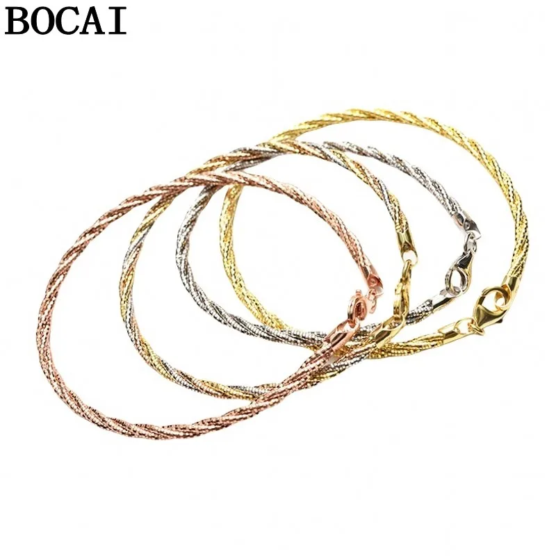 BOCAI S925 Silver Charms Bracelets for Women Colors Gold Plated 3-lines Argentum Wires Weaven Chain Fashion Jewelry Wholesal
BOCAI S925 Silver Charms Bracelets for Women Colors Gold Plated 3-lines Argentum Wires Weaven Chain Fashion Jewelry Wholesal