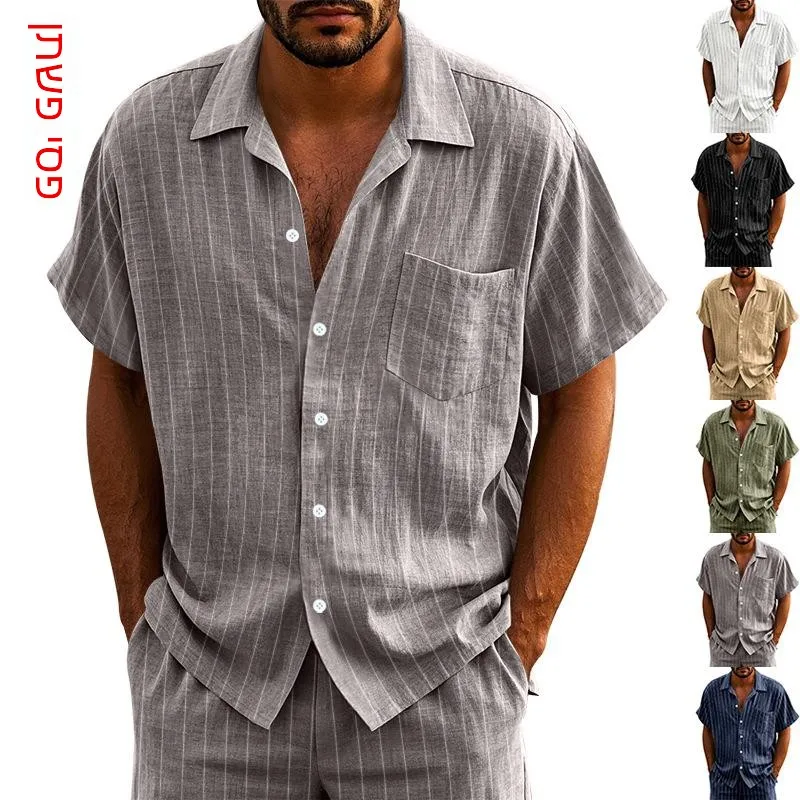 Breathable Striped Linen Shirt Men's Lapel Short Sleeve American Style Printed Casual Shirt for Summer
Breathable Striped Linen Shirt Men's Lapel Short Sleeve American Style Printed Casual Shirt for Summer