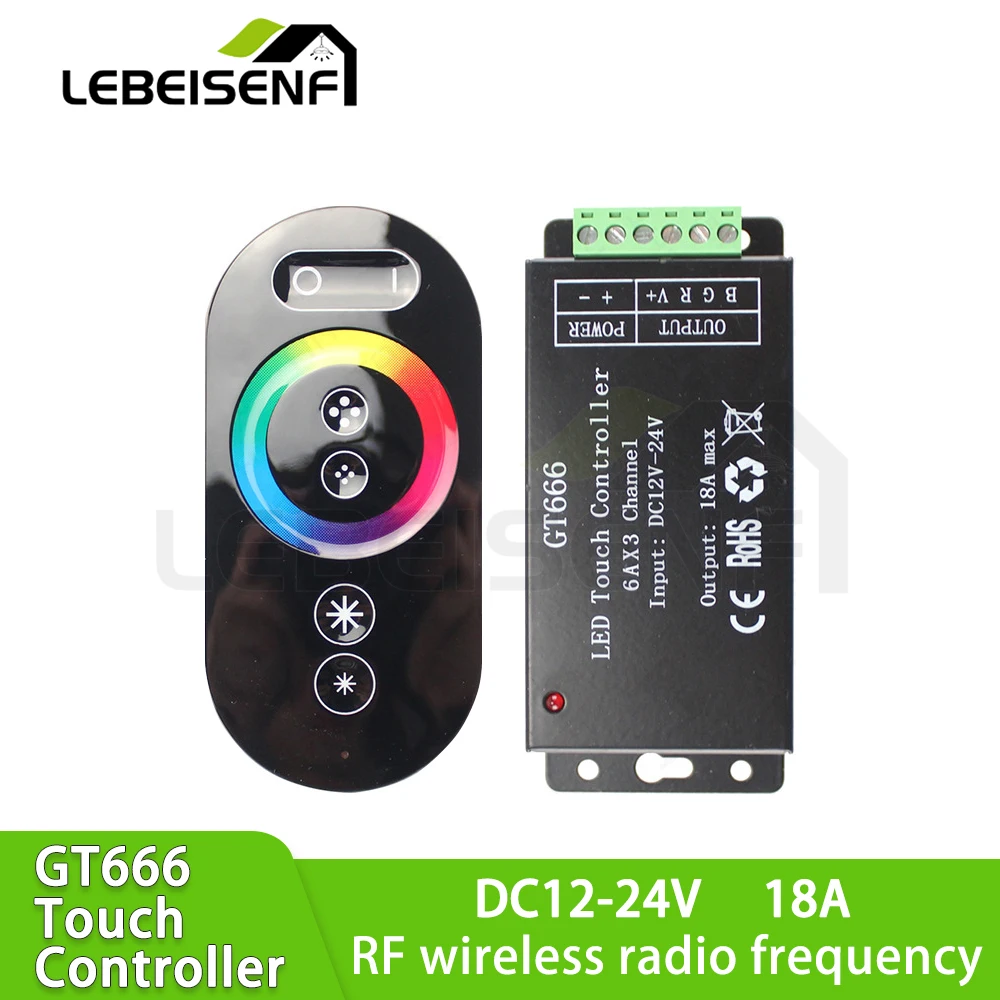 GT666 RF Wireless LED Controller 7-Color RGB Light Strip Remote Control 18A High-Power Touch Screen for Home Decor
GT666 RF Wireless LED Controller 7-Color RGB Light Strip Remote Control 18A High-Power Touch Screen for Home Decor