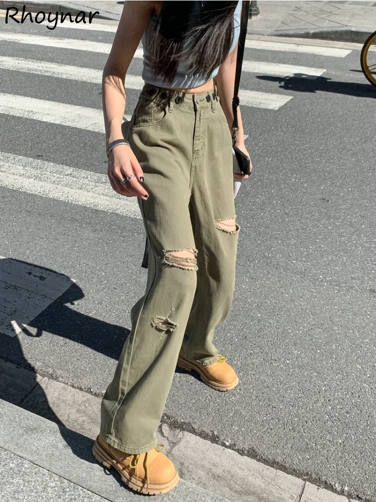 Green Jeans Women Vintage Hole Chic Personality Streetwear Design Leisure Washed Students New Summer Denim Full Length Straight
Green Jeans Women Vintage Hole Chic Personality Streetwear Design Leisure Washed Students New Summer Denim Full Length Straight