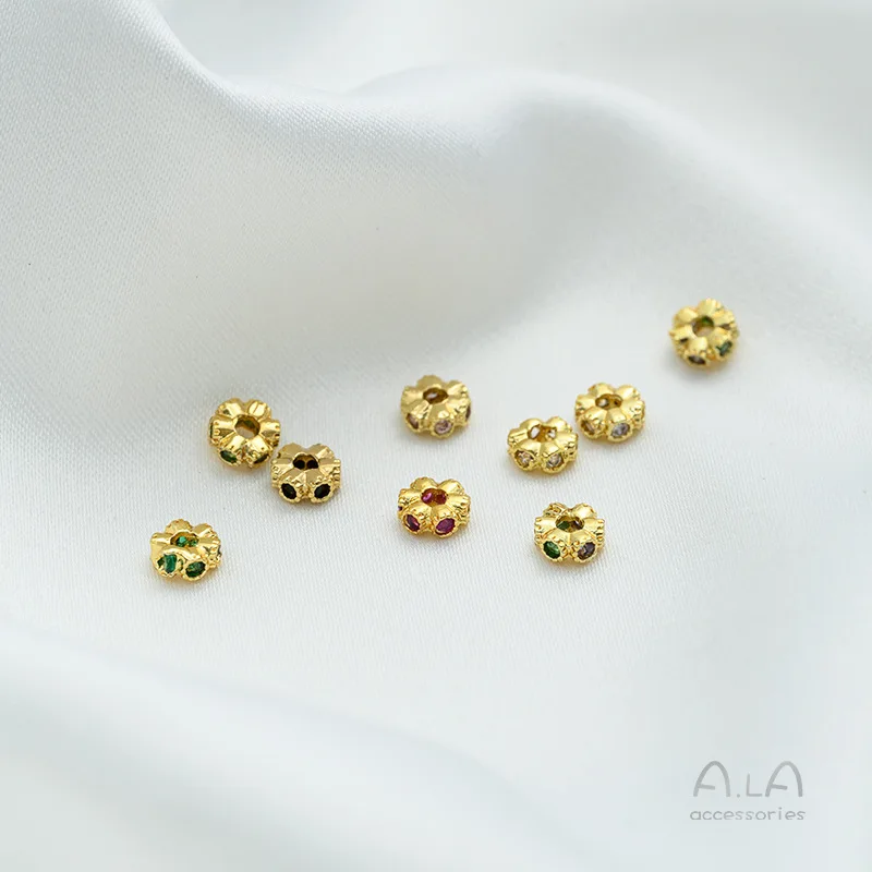 Color 18K Gold Inlaid Zircon 4mm Mini Wreath Small Spacer DIY Handmade Beaded Material Jewelry Accessories
Color 18K Gold Inlaid Zircon 4mm Mini Wreath Small Spacer DIY Handmade Beaded Material Jewelry Accessories