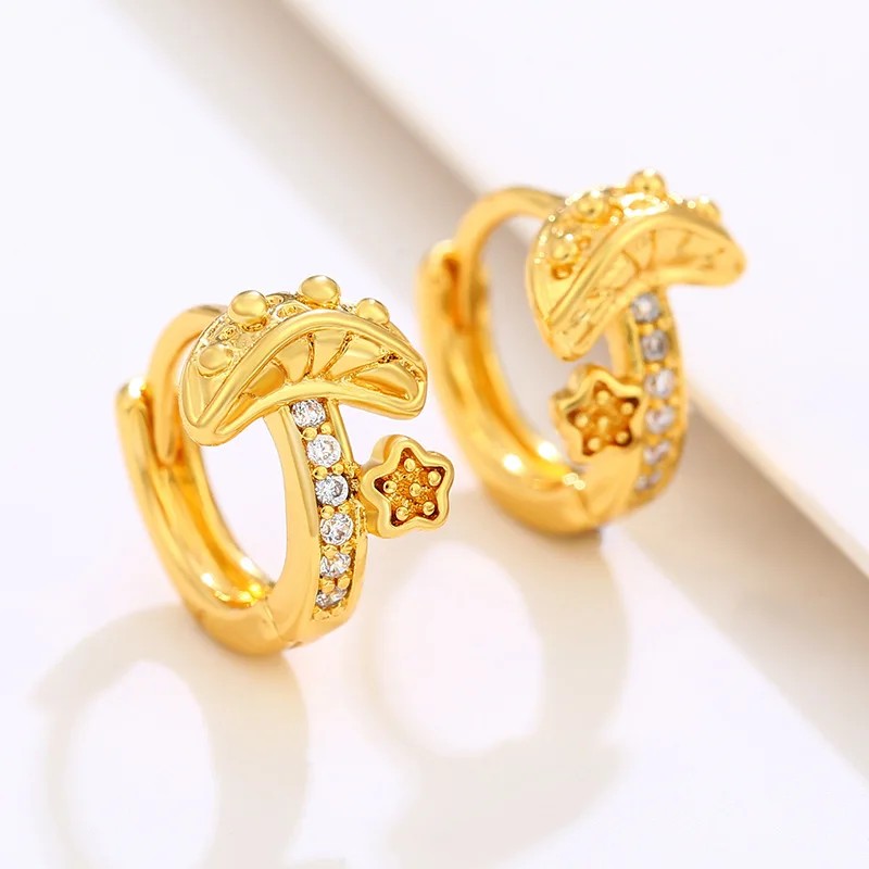 Luxury 24K 9999 Pure Gold real gold Women's Diamond Mushroom Earrings Light Luxury All-match Earrings
Luxury 24K 9999 Pure Gold real gold Women's Diamond Mushroom Earrings Light Luxury All-match Earrings