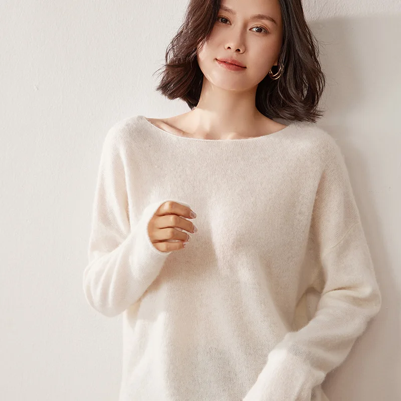 Женский свитер из 100% кашемира, вязаный пуловер с одним воротником, свободный женский свитер в полоску, модный и мягкий женский топ 
Женский свитер из 100% кашемира, вязаный пуловер с одним воротником, свободный женский свитер в полоску, модный и мягкий женский топ
