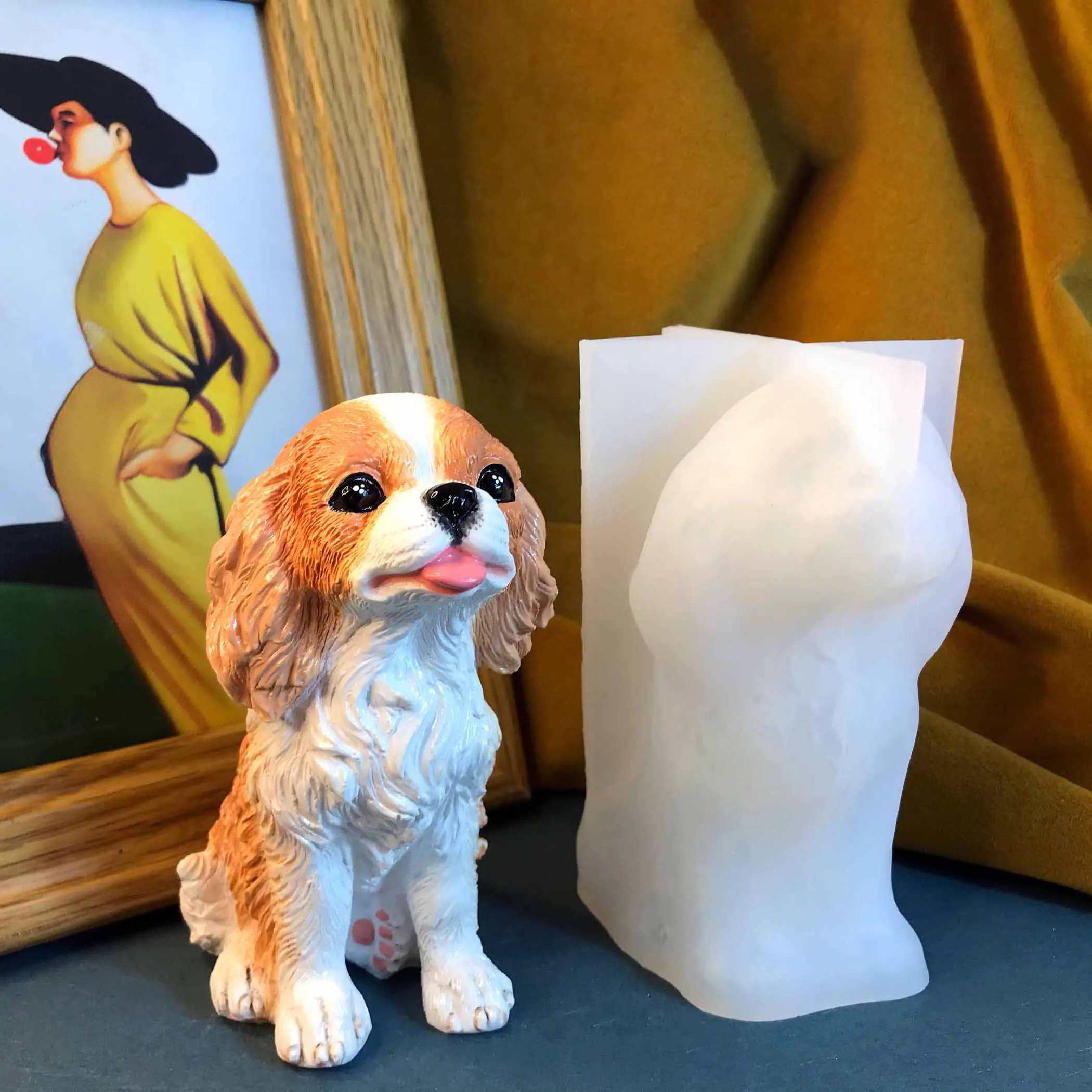 Очаровательная модель короля-чарльза-хаунда, силиконовая форма, 3D гипс с животными, цемент, эпоксидная смола, орнамент, инструменты для изготовления поделок, домашний декор