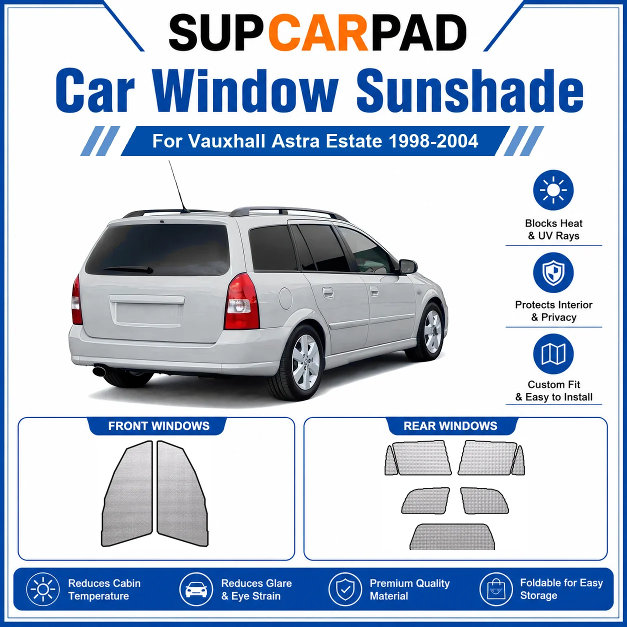 For Vauxhall - Vauxhall Astra Estate 1998-2004 Full Set Car Window Sunshades UV Block Privacy Heat Insulated Foldable Car Curtai
For Vauxhall - Vauxhall Astra Estate 1998-2004 Full Set Car Window Sunshades UV Block Privacy Heat Insulated Foldable Car Curtai