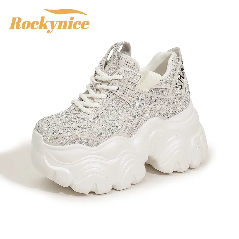 Bling Crystal Women's Vulcanize Shoes New 2025 Spring 9.5CM High Platform Sneakers Thick Soled Ladies Casual Dad Shoes Footwear
Bling Crystal Women's Vulcanize Shoes New 2025 Spring 9.5CM High Platform Sneakers Thick Soled Ladies Casual Dad Shoes Footwear