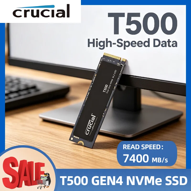 Crucial T500 500GB 1TB Gen4 NVMe M.2 Internal Gaming SSD Up to 7300MB s for Desktop Laptop OEM Package Pro Unit
Crucial T500 500GB 1TB Gen4 NVMe M.2 Internal Gaming SSD Up to 7300MB s for Desktop Laptop OEM Package Pro Unit
