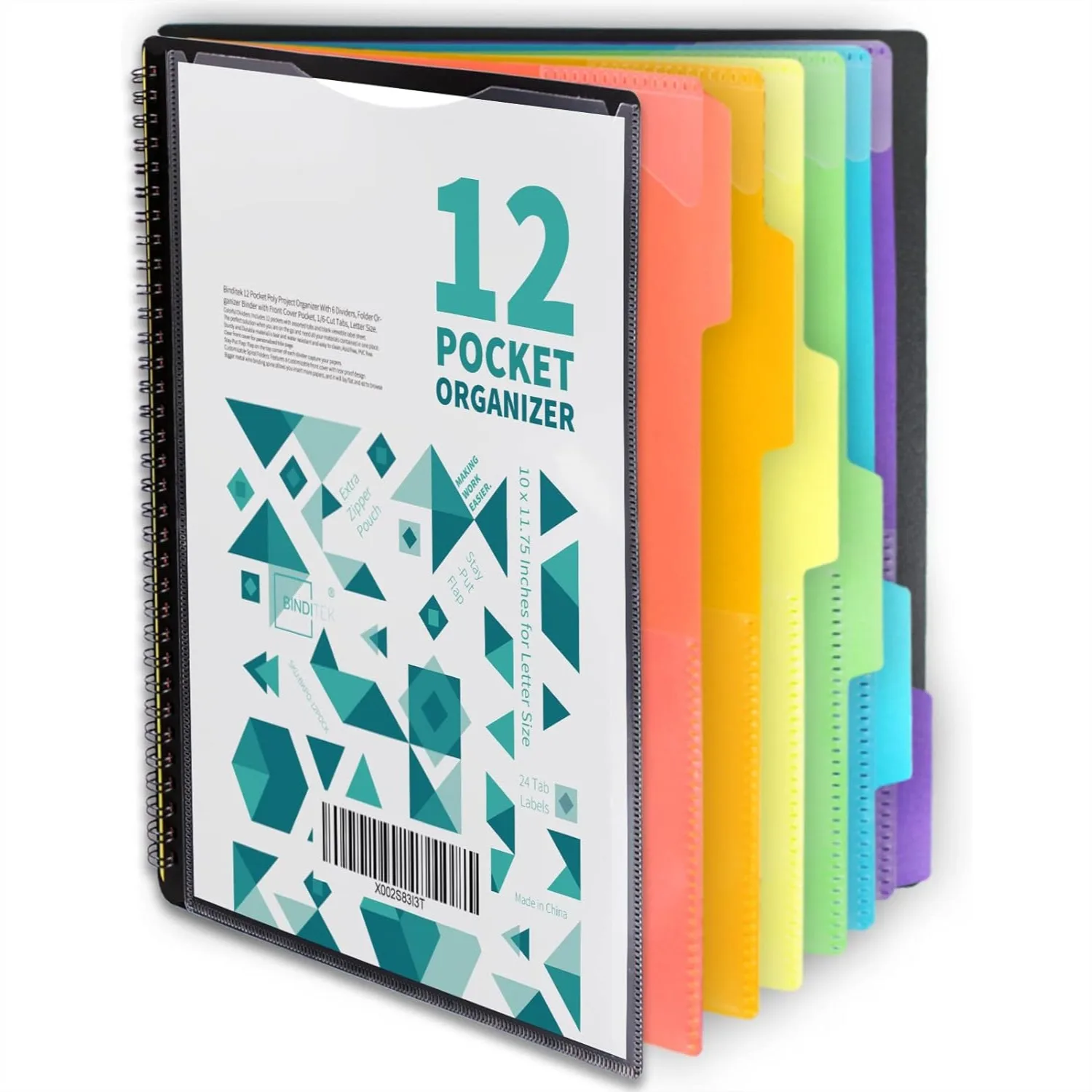 12 Pocket Poly Project Organizer with Dividers, Heavy Duty Folder Binder, Metal Wire Binding Spine, Letter Size, School Supplies
12 Pocket Poly Project Organizer with Dividers, Heavy Duty Folder Binder, Metal Wire Binding Spine, Letter Size, School Supplies