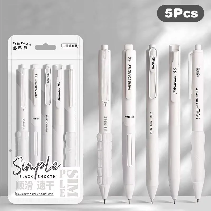 5Pcs Minimalist Transparent 0.5mm Gel Pens Set Large Capacity Quick-Drying Black Ink Pen Fashion Office Signature Pen
5Pcs Minimalist Transparent 0.5mm Gel Pens Set Large Capacity Quick-Drying Black Ink Pen Fashion Office Signature Pen
