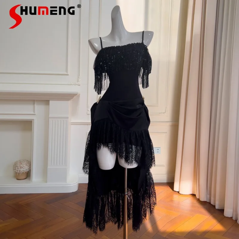 2025 Spring Summer New Product Temperament Slim Fit Dress Black Suspender Design Sense Elegant Irregular Dresses Women's Clothes
2025 Spring Summer New Product Temperament Slim Fit Dress Black Suspender Design Sense Elegant Irregular Dresses Women's Clothes