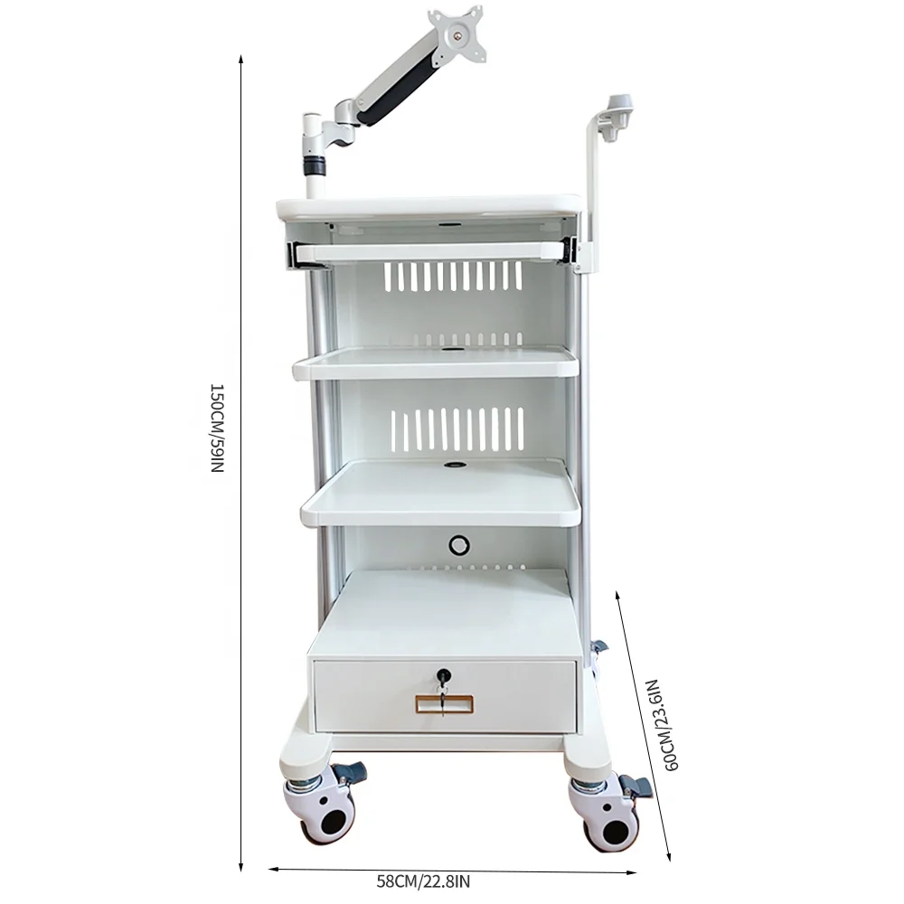 ABS Plastic+Aluminum Alloy Hospital Mobile Workstation Cart Mount With Cabinets Medical Endoscope Trolley
ABS Plastic+Aluminum Alloy Hospital Mobile Workstation Cart Mount With Cabinets Medical Endoscope Trolley