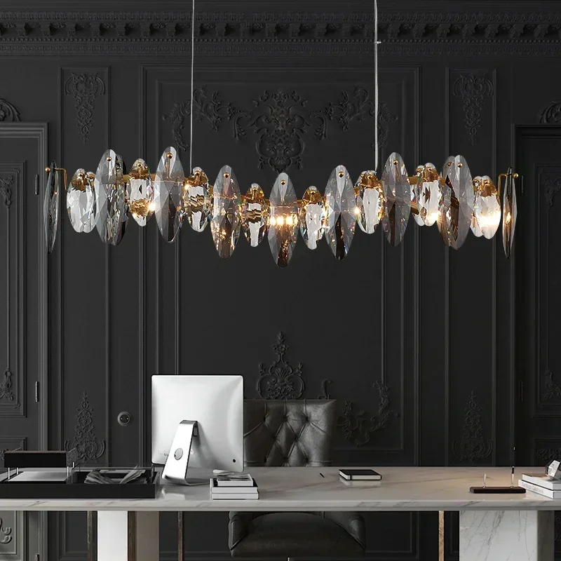 Wave design modern crystal light chandelier for dining room luxury smoky gray cristal lamps brief kitchen island hang lamps
Wave design modern crystal light chandelier for dining room luxury smoky gray cristal lamps brief kitchen island hang lamps