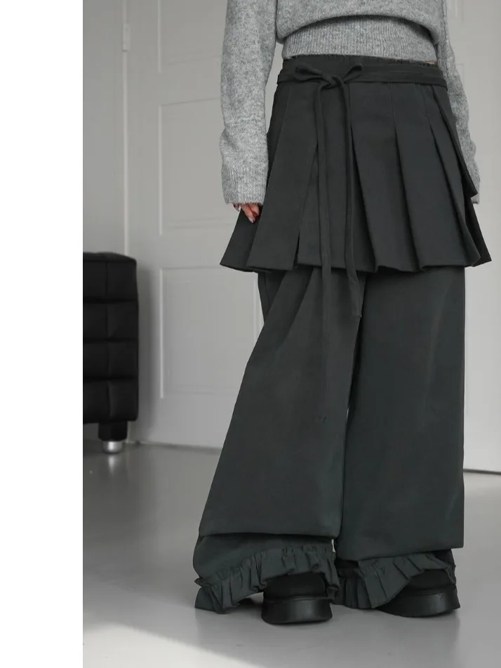 Spring 2026 Chic Pleated Skirt Set with Belt Long Pants Short Skirt Detachable Women Anti-Aging Lace High Waist Wide Leg Pants
Spring 2026 Chic Pleated Skirt Set with Belt Long Pants Short Skirt Detachable Women Anti-Aging Lace High Waist Wide Leg Pants