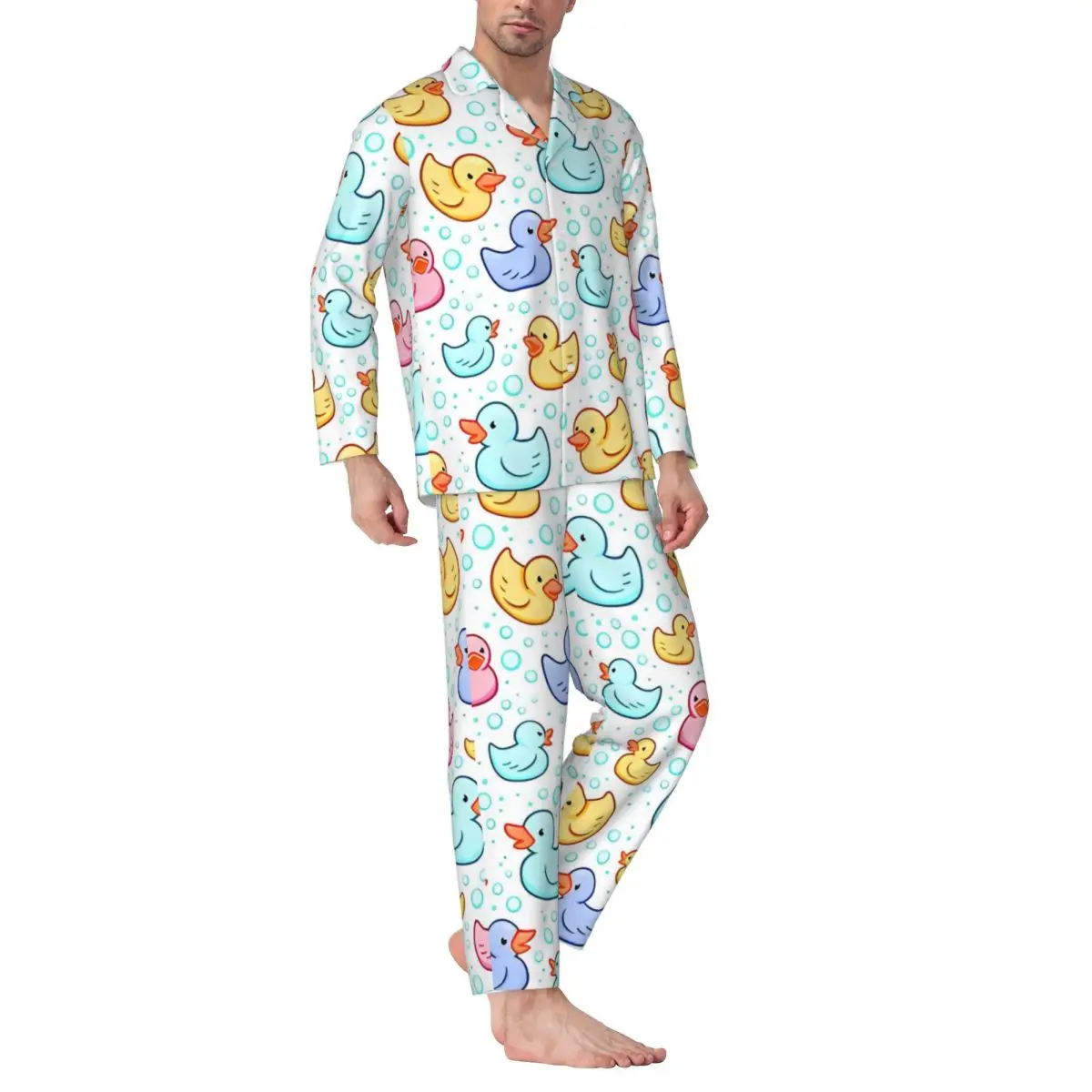 Pajamas Men Colorful Rubber Ducks Night Nightwear 2 Pieces Vintage Pajama Set Long Sleeve Lovely Oversize Home Suit
Pajamas Men Colorful Rubber Ducks Night Nightwear 2 Pieces Vintage Pajama Set Long Sleeve Lovely Oversize Home Suit
