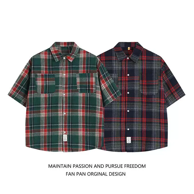 Summer New Fashion Trendy American Vintage Plaid Short Sleeve Shirt Men's Casual Loose Sport High Quality Plus Size Shirt
Summer New Fashion Trendy American Vintage Plaid Short Sleeve Shirt Men's Casual Loose Sport High Quality Plus Size Shirt