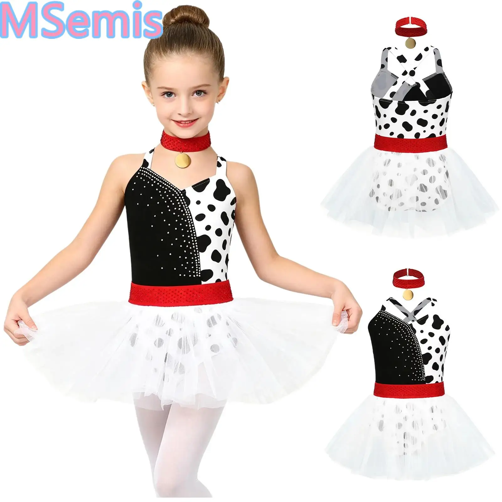 Kids Girls Dalmatians Dress-up Tutu Dress Costume with Choker Spot-printed Buttoned Crotch Bodysuit Tulle Dress for Halloween
Kids Girls Dalmatians Dress-up Tutu Dress Costume with Choker Spot-printed Buttoned Crotch Bodysuit Tulle Dress for Halloween