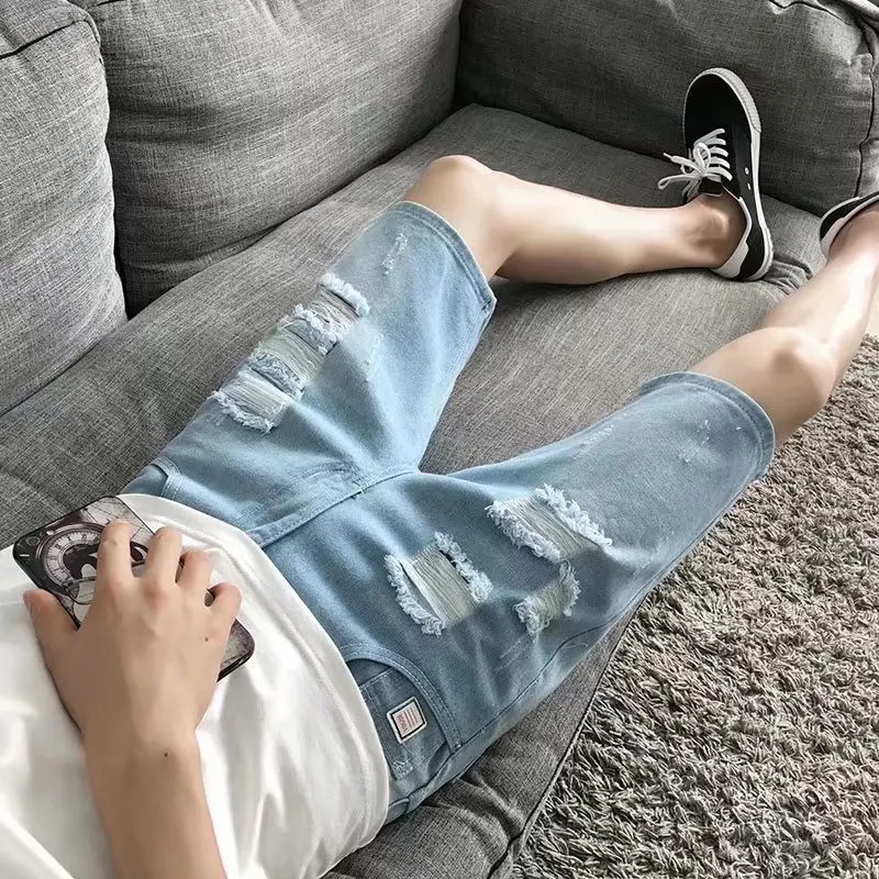 Summer Thin Denim Short Pants Men's Loose Straight Five-Quarter Trendy Low Waist Button Micro Stretch Casual Youth Summer Jeans
Summer Thin Denim Short Pants Men's Loose Straight Five-Quarter Trendy Low Waist Button Micro Stretch Casual Youth Summer Jeans
