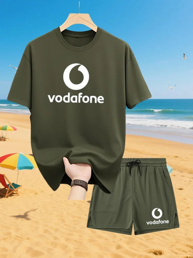 Men'S Summer new T-Shirt and Shorts Set, Vodafone letter Print, Fashion Casual Short Sleeve short pants, Trendy Sports Outfit
Men'S Summer new T-Shirt and Shorts Set, Vodafone letter Print, Fashion Casual Short Sleeve short pants, Trendy Sports Outfit