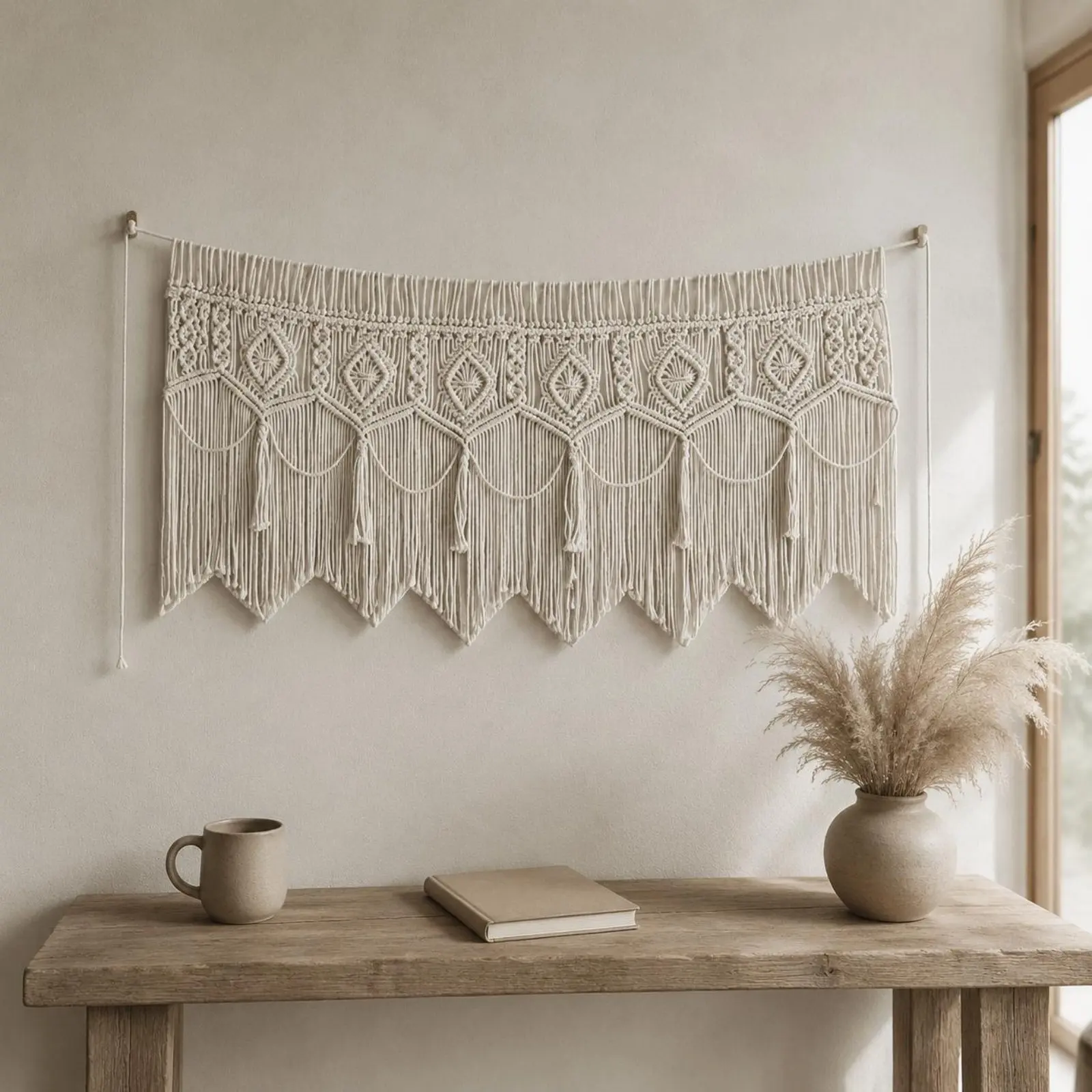 Macrame Wall Hanging Handmade Boho Wall Curtain Macrame Curtain Cotton Rope Tassel Backdrop Soft Texture
Macrame Wall Hanging Handmade Boho Wall Curtain Macrame Curtain Cotton Rope Tassel Backdrop Soft Texture