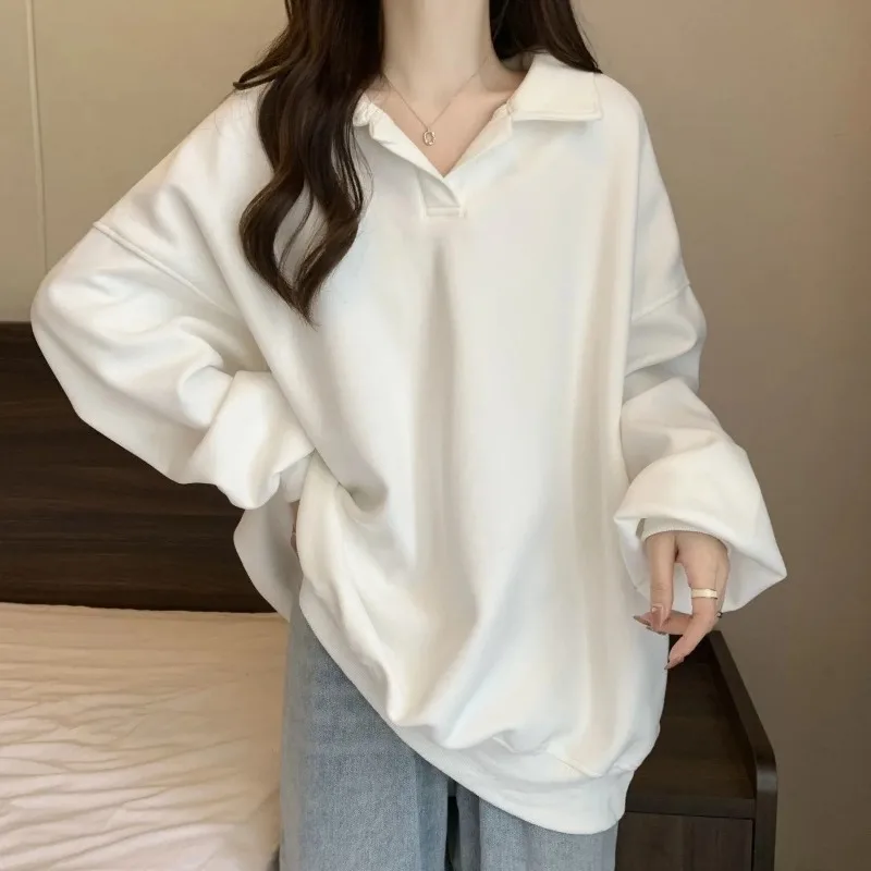 Autumn and Winter Fashionable Solid Color Polo Collar Long-sleeved Top Women's Loose Fleece Warm Sweatshirt
Autumn and Winter Fashionable Solid Color Polo Collar Long-sleeved Top Women's Loose Fleece Warm Sweatshirt